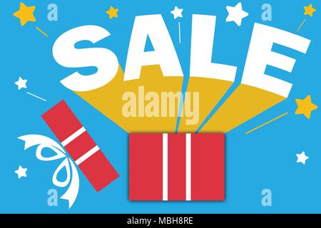 Colorful concept of White Sale word splash from Red present box for Infographic business vector graphic design Stock Vector