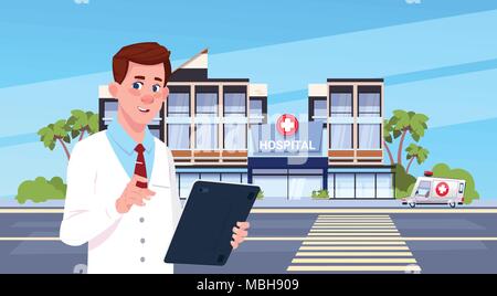 Hospital building cartoon over blue background vector illustration graphic  design Stock Vector Image & Art - Alamy