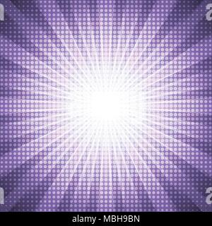 White dots halftone with ultra violet purple abstract star burst abstract background concept Stock Vector