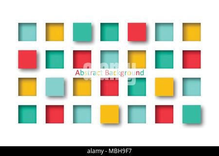 Abstract 3d colorful square tile in paper cut concept for Background idea graphic design vector Stock Vector