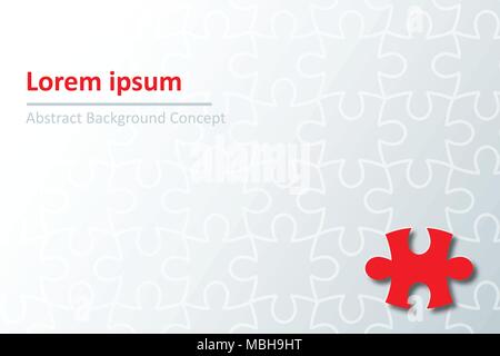 Red piece paper cut of jigsaw puzzle on outline puzzle for Abstract business idea graphic background design concept Stock Vector