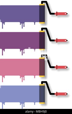 Purple pantone painted with roller brush and red handle icon vector for background idea graphic design concept Stock Vector
