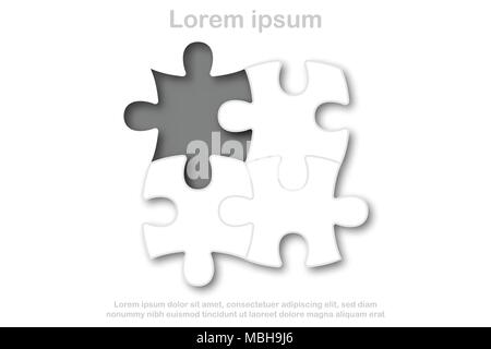 Group of Simple white paper cut jigsaw puzzle for Business idea graphic design concept Stock Vector