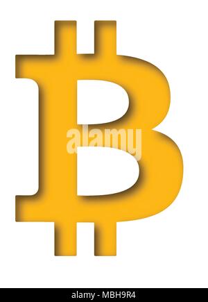 Simple yellow Bitcoin icon in paper cut concept for Business idea graphic design concept Stock Vector