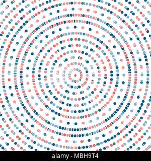 Geometric modern vector pattern. Blue, orange and white ornament with dotted elements. Geometric abstract pattern Stock Vector