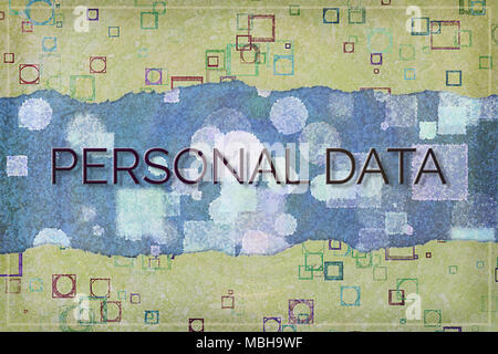 Personal data, business conceptual, with colorful background for web page, graphic design, wallpaper, catalog or wallpaper. Stock Photo
