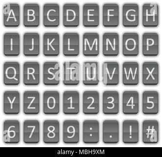 Alphabet and number in flip panel style for vector idea graphic design Stock Vector
