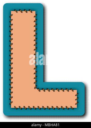 L charactor of alphabet in Embroidered patch work concept for vector graphic idea design Stock Vector