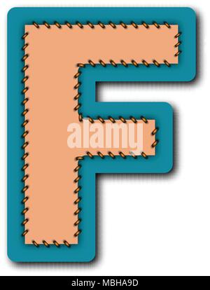 F charactor of alphabet in Embroidered patch work concept for vector graphic idea design Stock Vector