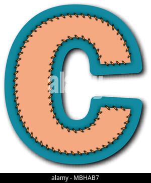 C charactor of alphabet in Embroidered patch work concept for vector graphic idea design Stock Vector