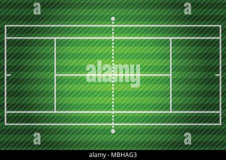Realistic embroidered patch work texture of Tennis field element vector illustration design concept Stock Vector