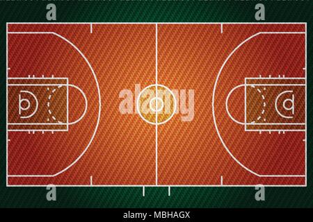 Realistic embroidered patch work texture of Baseketball court field element vector illustration design concept Stock Vector