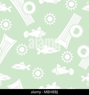 Seamless pattern with inflatable mattress, inflatable circle. Summer leisure. Stock Vector
