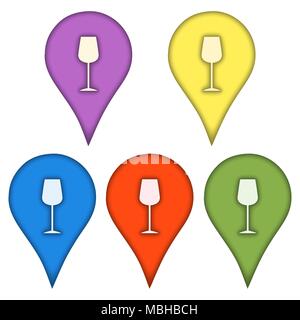 Glass in the technique of paper cut out. Logo for restaurants and bars. Stock Vector