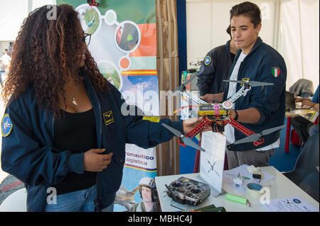 Rome. Roma Drone 2015, Rome Urbe Airport. Students of the Technical Aircraft Institute 'Salvo D'Acquisto'. Italy. Stock Photo