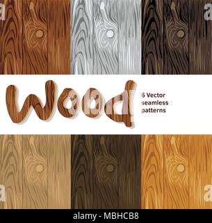 Wood background seamless patterns set Stock Vector