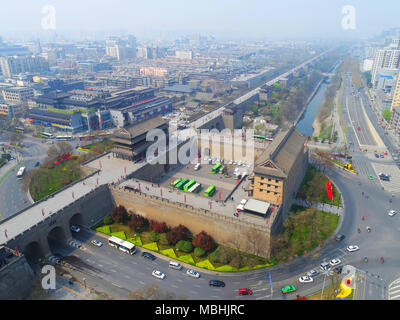 April 7, 2018 - Xi'An, Xi'an, China - Xi'an, CHINA-7th April 2018: Aerial photography of Xi'an, northwest China's Shaanxi Province. (Credit Image: © SIPA Asia via ZUMA Wire) Stock Photo