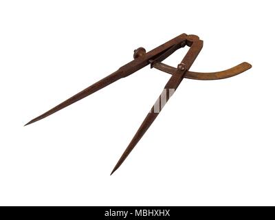 Old rusty campass isolated on white background Stock Photo