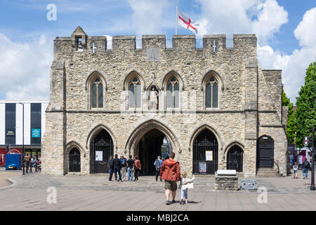 The 12th century Bargate and Guildhall, High Street, Old Town, Southampton, Hampshire, England, United Kingdom Stock Photo