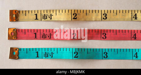 Tailor tape ruler in Cun aka the Chinese Inch measuring unit Stock Photo