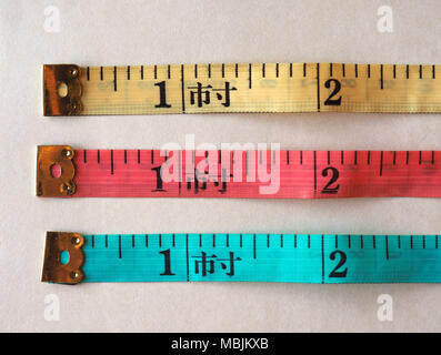 Tailor tape ruler in Cun aka the Chinese Inch measuring unit Stock Photo