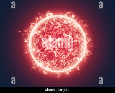 3D illustration. The Sun view from the space. The surface with flame in motion. Stock Photo