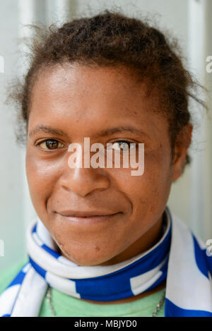 Portrait of a young woman, Tari Valley, Papua New Guinea Stock Photo