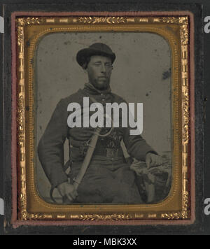Confederate Soldier with Virginia Sword Belt Plate Stock Photo