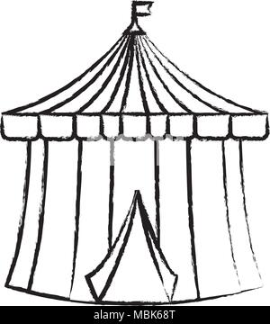 circus tent icon over white background, line and fill style, vector ...