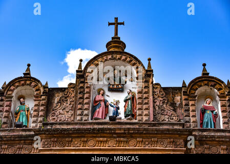 Detail on the facade of the Cathedral of Cuzco in central Cuzco city, Peru. Stock Photo