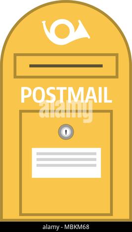 Vintage Yellow Postbox or Mail Post Icon Stock Vector