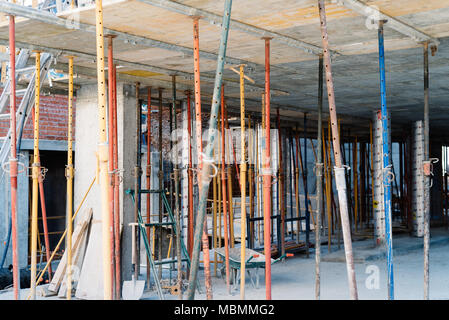 Struts in building structure under construction in Madrid Stock Photo