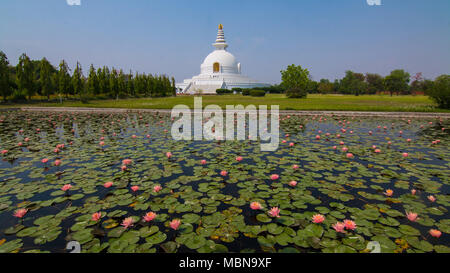 The World Peace Pagoda - Lumbini, Nepal Stock Photo