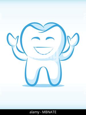 Funny Vector Happy Tooth Character Stock Vector