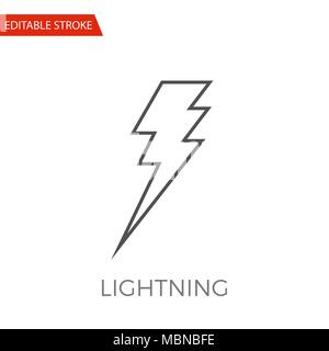 Lightning Vector Icon. Thin Line Vector Illustration. Adjust stroke weight - Expand to any Size - Easy Change Colour - Editable Stroke Stock Vector