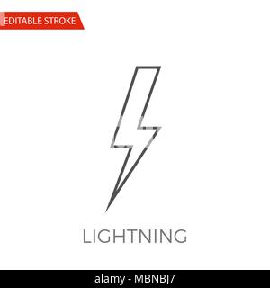 Lightning Vector Icon. Thin Line Vector Illustration. Adjust stroke weight - Expand to any Size - Easy Change Colour - Editable Stroke Stock Vector