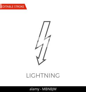 Lightning Vector Icon. Thin Line Vector Illustration. Adjust stroke weight - Expand to any Size - Easy Change Colour - Editable Stroke Stock Vector