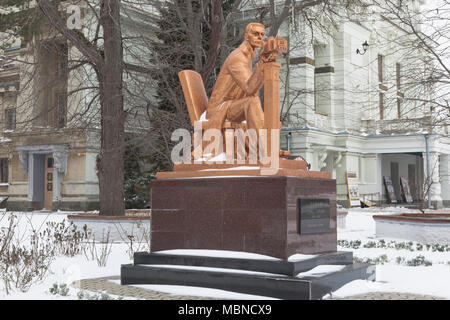 Evpatoria, Crimea, Russia - February 28, 2018: Monument to Semyon Ezrovich Duvan in the resort town of Evpatoria, Crimea Stock Photo