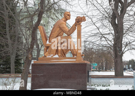 Evpatoria, Crimea, Russia - February 28, 2018: Monument to Semyon Ezrovich Duvan at the Theater Square in Evpatoria Stock Photo