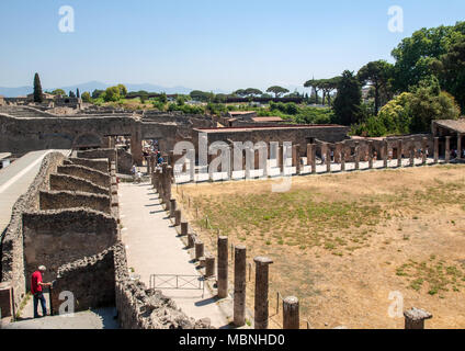 Pompeii, Italy - June 15, 2017: Ancient city of Pompeii, Italy. Roman town destroyed by Vesuvius volcano. Stock Photo