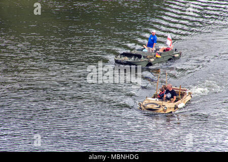 Military amphibious vehicles on Moselle river at Piesport, Rhineland-Palatinate, Germany Stock Photo