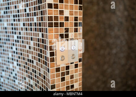 Modern steam bath with mosaic tiles Stock Photo