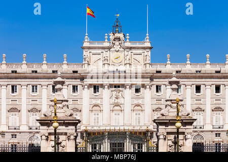 The Royal Palace of Madrid or Palacio Real de Madrid is the official residence of the Spanish Royal Family in Madrid, Spain Stock Photo