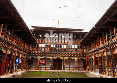 Jakar DZong in Central Bhutan from Bumthang from road trip to Bhutan in Himalayas Stock Photo