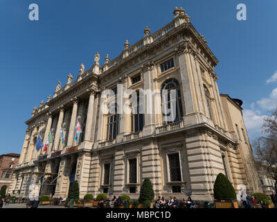 A historic palace which was the first Senate of the Italian Kingdom. It houses the Turin City Museum of Ancient Art. Stock Photo