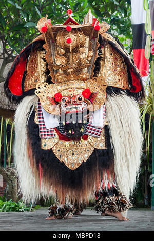 UBUD, BALI, INDONESIA - APRIL 01: Barong Dance show, the traditional balinese performance on April 01, 2011 in Ubud, Bali, Indonesia. Stock Photo