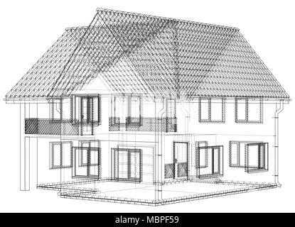 House wire blueprint - isolated over a white background Stock Vector