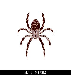 Spider insect spiral pattern color silhouette animal. Vector Illustrator. Stock Vector