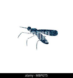 Mosquito insect spiral pattern color silhouette animal. Vector Illustrator. Stock Vector