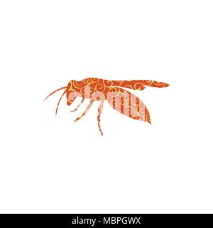 Wasp insect spiral pattern color silhouette animal. Vector Illustrator. Stock Vector